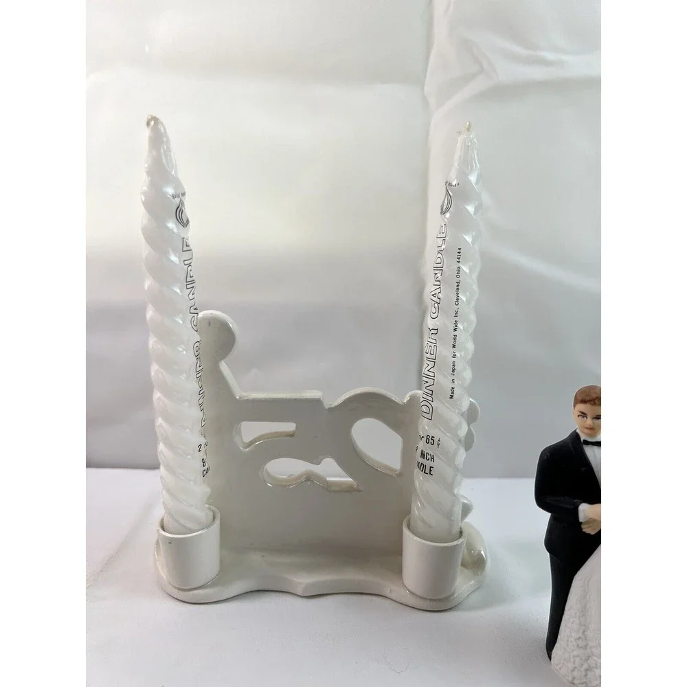 Norcrest Golden Dogwood 25th Anniversary Candle Holder W/2 Candle Lefton Figurin